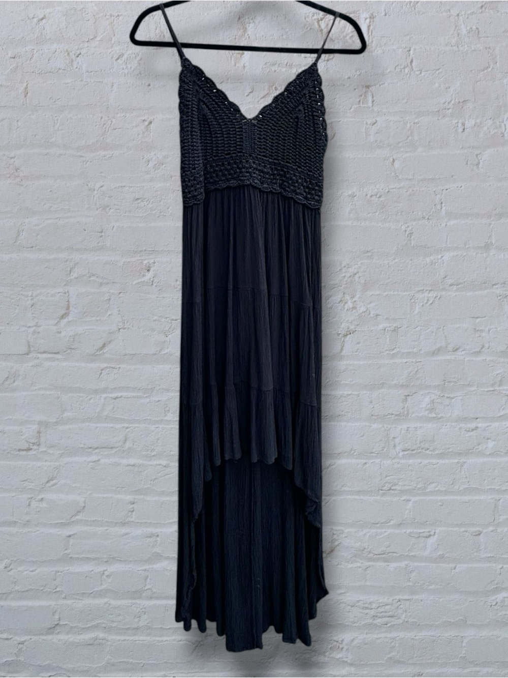 NWOT Streetwear Society Crochet Lace High Low Rayon Maxi Dress Black Size M